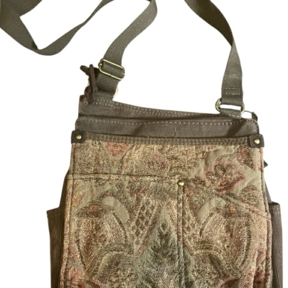 Fossil Olive and Brown Crossbody Bag